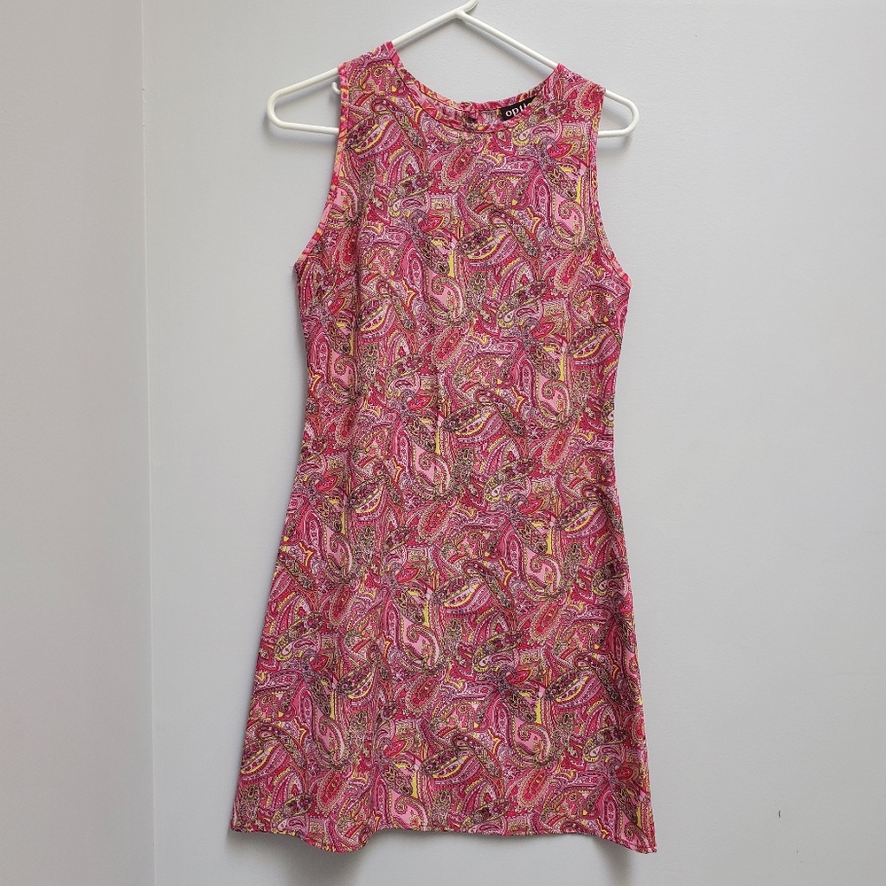 Vintage pink paisley shift mini dress